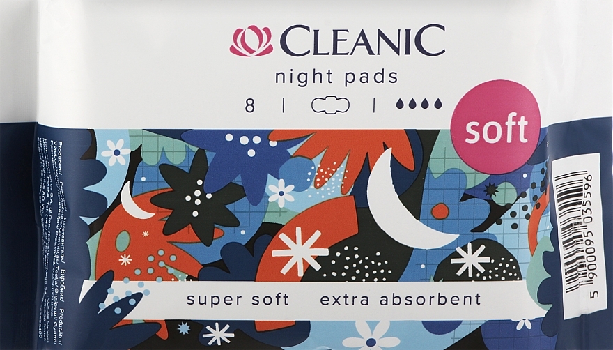 Podpaski na noc, 8 szt. - Cleanic Soft Night Pads — Zdjęcie N1