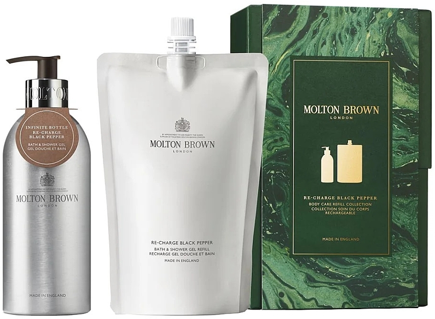 Molton Brown Re-Charge Black Pepper Body Care Refill Gift Set - Zestaw (sh/gel/400ml + sh/gel/refill/400ml) — Zdjęcie N1