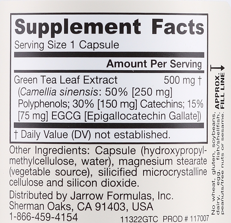 Suplementy diety Zielona herbata - Jarrow Formulas Green Tea 500mg — Zdjęcie N2