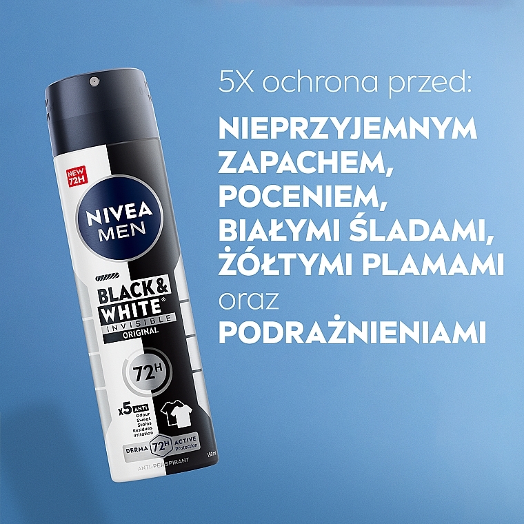 Antyperspirant w sprayu dla mężczyzn - NIVEA MEN Black & White Invisible Original — Zdjęcie N5