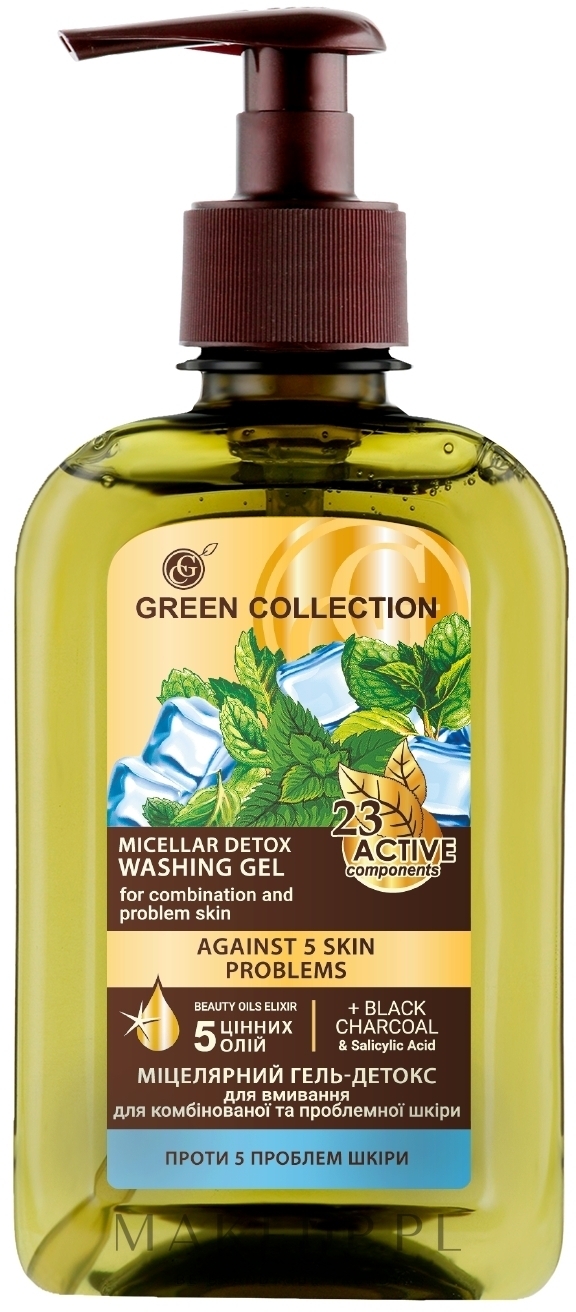 Micelarny żel detoksykujący do mycia przeciw 5 problemom skóry - Green Collection — Zdjęcie 290 ml