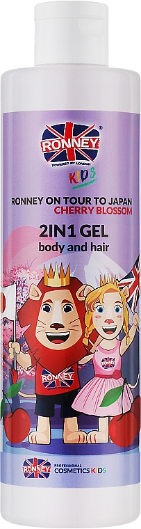 Delikatny żel myjący 2 w 1 do włosów i ciała o zapachu wiśni - Ronney Professional Kids On Tour To Japan 2in1 Gel