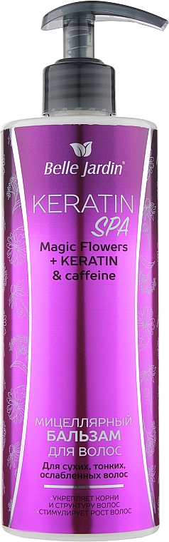 Balsam micelarny do włosów suchych, cienkich i osłabionych - Belle Jardin Keratin SPA Magic Flowers + Keratin & Caffeine