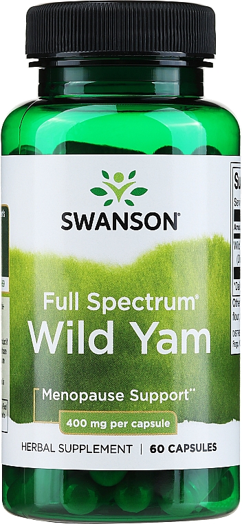 Suplement diety Korzeń pochrzynu włochatego, 400 mg, 60 kapsułek - Swanson Full Spectrum Wild Yam — Zdjęcie N1
