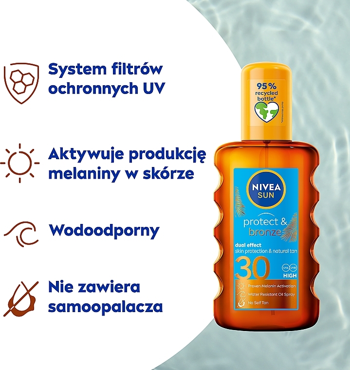 Olejek w sprayu aktywujący naturalną opaleniznę SPF 30 - NIVEA SUN Protect & Bronze — Zdjęcie N3