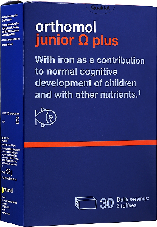 Witaminy dla dzieci w żelkach o smaku toffi - Orthomol Junior Omega Plus