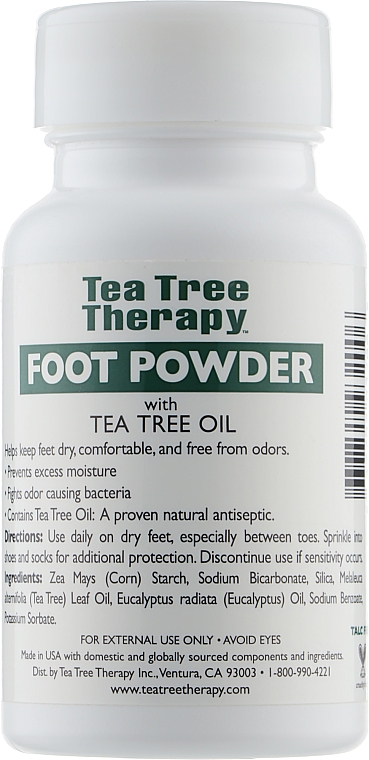 Bezzapachowy puder do stóp, z olejkiem z drzewa herbacianego - Tea Tree Therapy Unscented Foot Powder — Zdjęcie N2