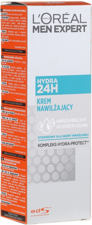 Krem nawilżający do skóry wrażliwej Hydra 24H - L'Oreal Paris Men Expert Hydra 24H — Zdjęcie N1