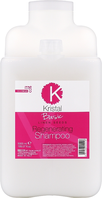 Regenerujący szampon do włosów - BBcos Kristal Basic Linen Seeds Regenerating Shampoo — Zdjęcie N3