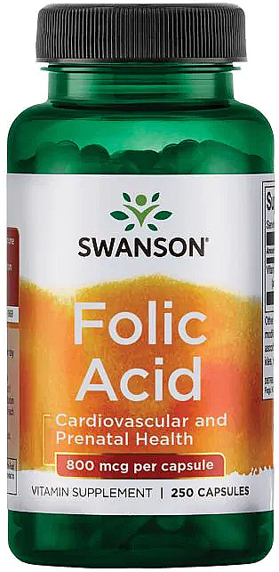 Suplement diety Kwas foliowy, 800 mg - Swanson Folic Acid — Zdjęcie N1