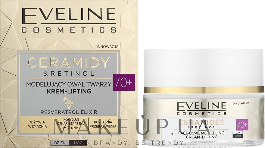 Krem liftingujący do modelowania konturów twarzy 70+ - Eveline Cosmetics Ceramidy & Retinol  — Zdjęcie N2