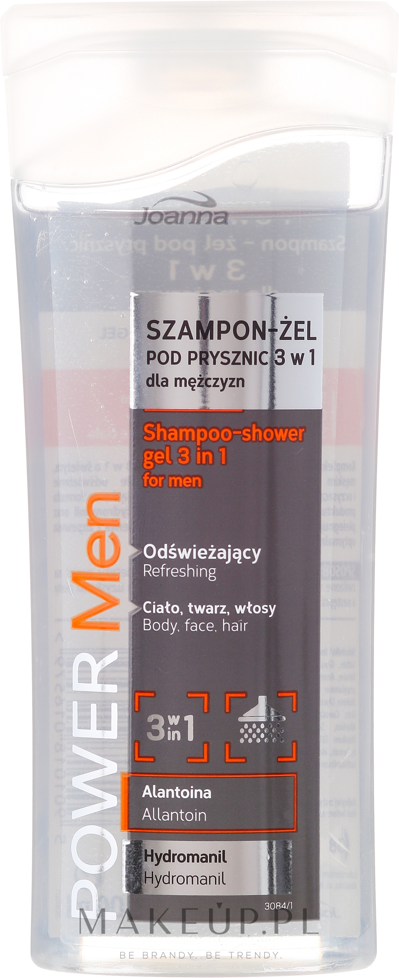 Odświeżający szampon-żel pod prysznic 3 w 1 dla mężczyzn - Joanna Power Men — Zdjęcie 100 ml
