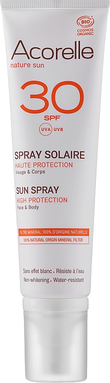 Organiczny spray przeciwsłoneczny do opalania SPF 30 - Acorelle Sun Spray High Protection Face & Body — Zdjęcie N2