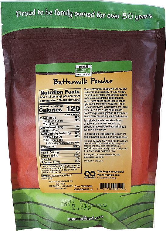 Maślanka w proszku - Now Foods Real Food Buttermilk Powder — Zdjęcie N2