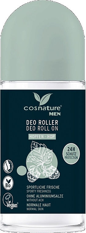 Dezodorant w kulce z ekstraktem z chmielu - Cosnature Men Deo Roll On Hopfen — Zdjęcie N1