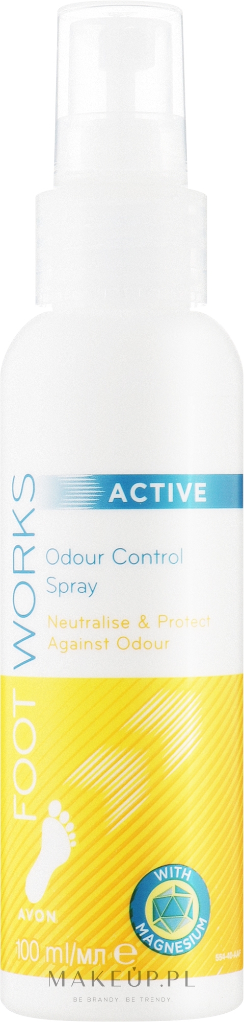 Dezodorant w sprayu do stóp z siarczanem magnezu - Avon Foot Works Active Odour Control Spray — Zdjęcie 100 ml