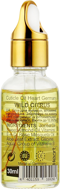 Oliwka do skórek Dzikie cytrusy - Heart Germany Wild Citrus Cuticle Oil — Zdjęcie N2