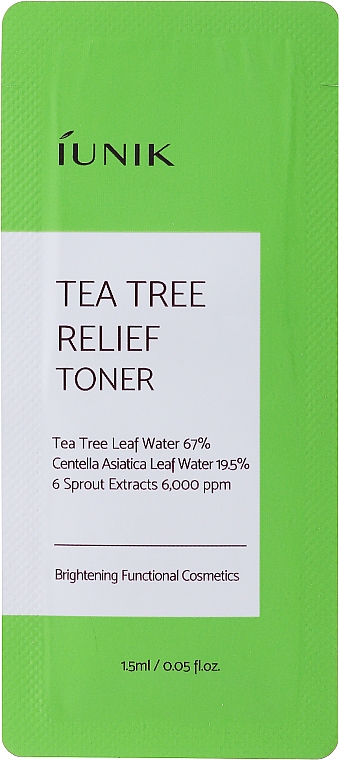 Kojący tonik z drzewem herbacianym - iUNIK Tea Tree Relief Toner (próbka) — Zdjęcie N1