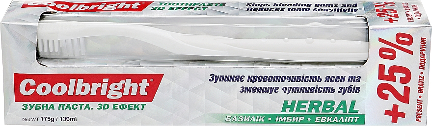 Zestaw - Coolbright Herbal (toothpaste/130ml + toothbrush/1pcs)