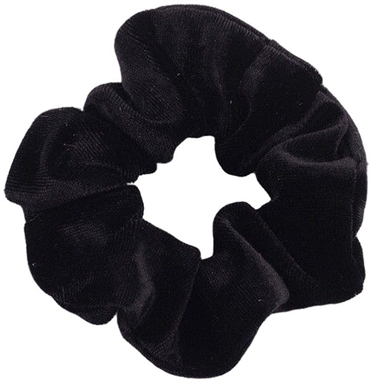 Welurowa gumka do włosów, czarna - Ecarla — Zdjęcie N1