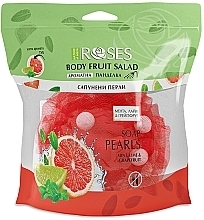 Gąbka do kąpieli z perełkami mydlanymi Mięta, limonka i grejpfrut - Nature of Agiva Roses Body Fruit Salad Soap Pearls — Zdjęcie N3