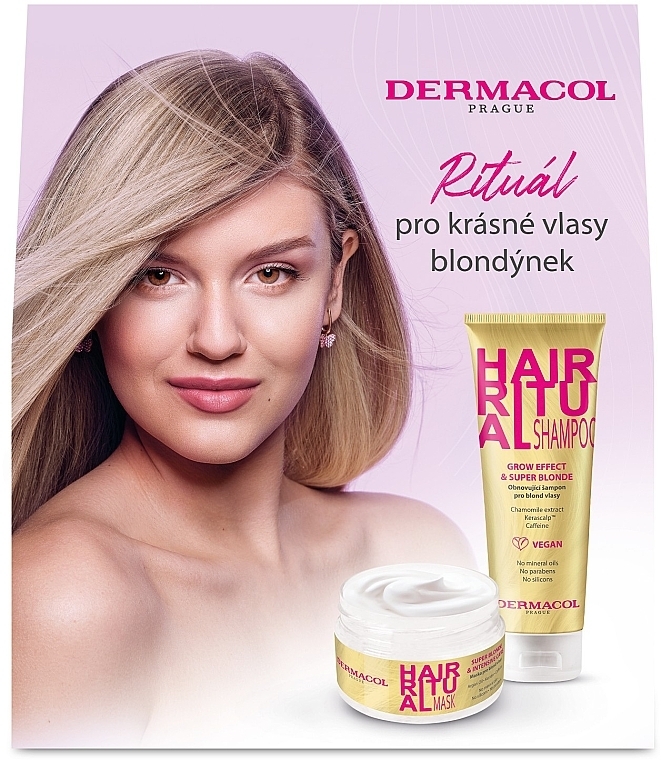 Zestaw - Dermacol Hair Ritual Grow & Super Blonde (shm/250 ml + mask/200 ml) — Zdjęcie N1