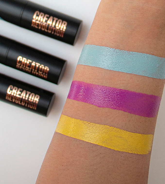 Zestaw sztyftów do makijażu - Makeup Revolution Creator Fast Base Paint Stick Set Light Blue, Purple & Yellow — Zdjęcie N3