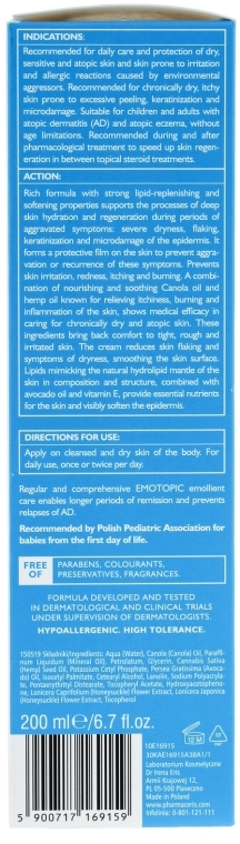 Kojąco-zmiękczający krem emolientowy - Pharmaceris E Emotopic Soothing and Softening Body Emollient Cream — Zdjęcie N3