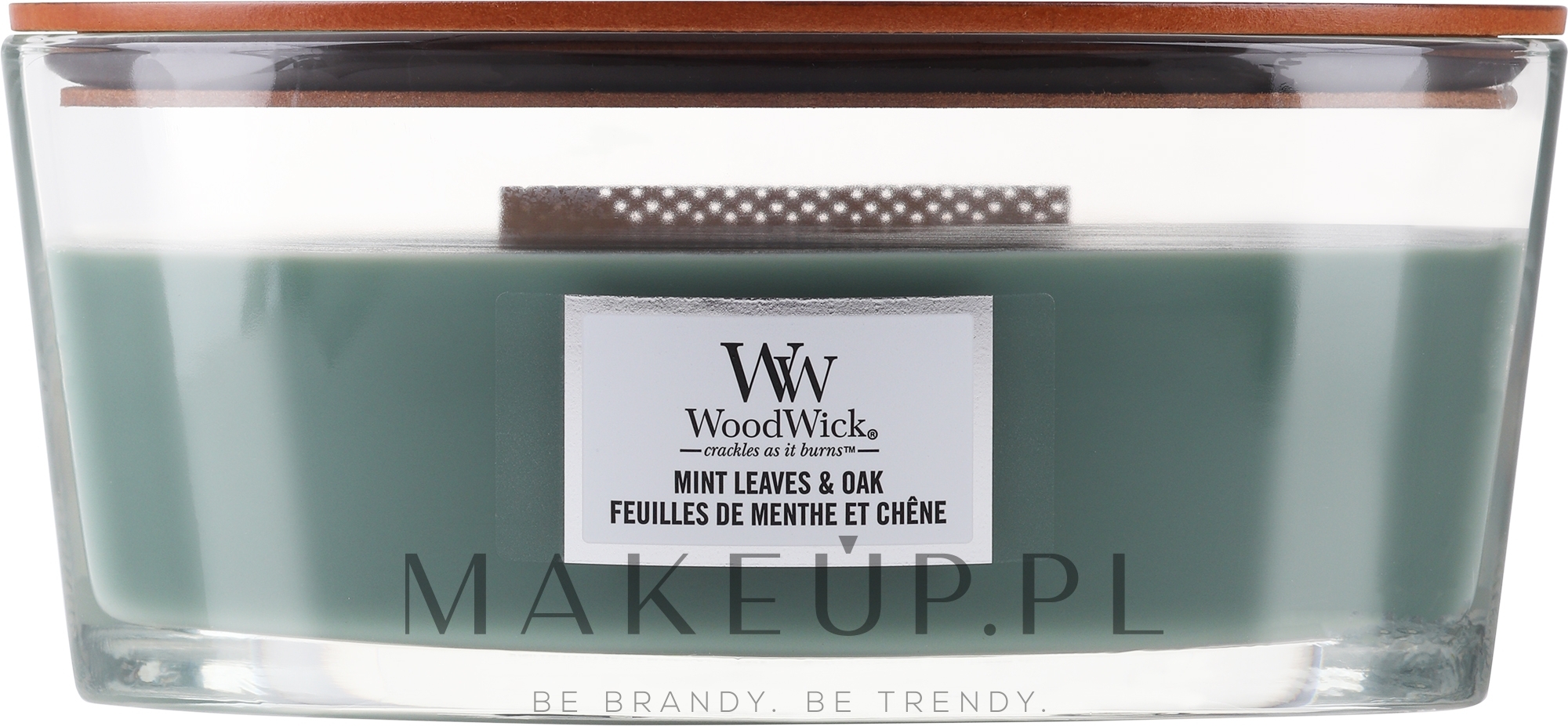 Świeca zapachowa - WoodWick Ellipse Mint Leaves & Oak — Zdjęcie 453.6 g
