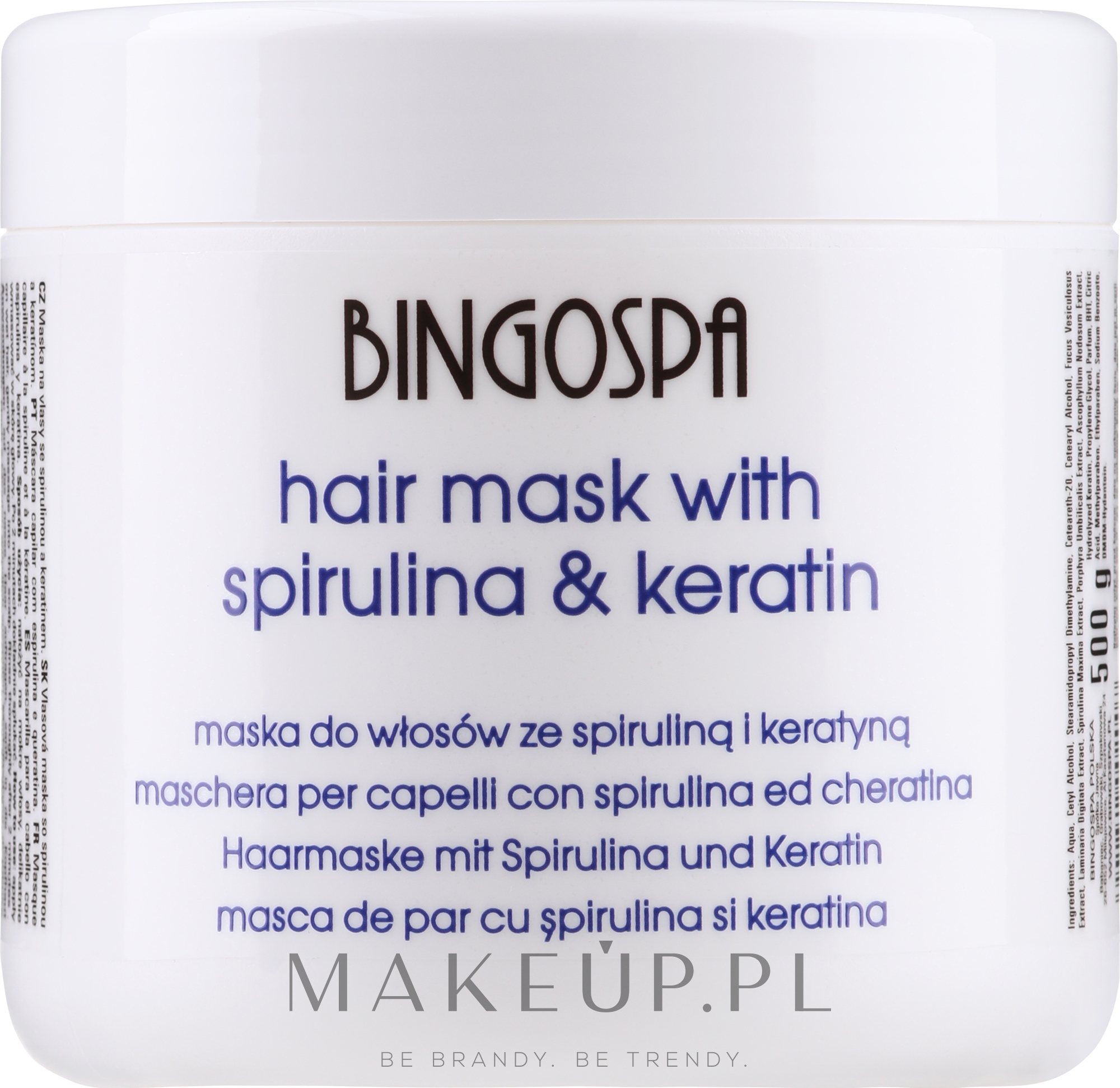 Maska do włosów ze spiruliną i keratyną - BingoSpa Hair Mask With Keratin And Spirulina — Zdjęcie 500 g