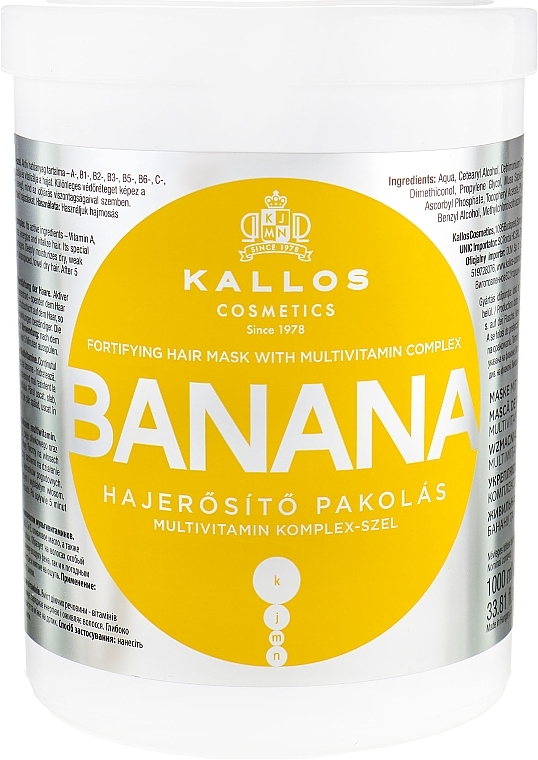 PRZECENA! Maska wzmacniająca włosy z ekstraktem z banana i kompleksem witamin - Kallos Cosmetics Banana Mask * — Zdjęcie N4