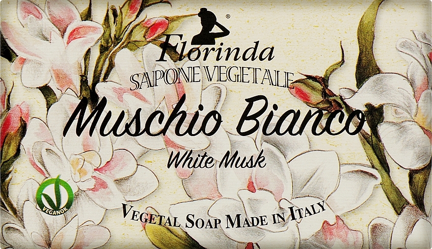 Mydło naturalne w kostce Białe Piżmo - Florinda Sapone Vegetale White Moss — Zdjęcie N1
