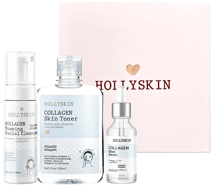 Zestaw - Hollyskin Collagen Basic Care (foam/150ml + ser/50ml + toner/250ml) — Zdjęcie N2