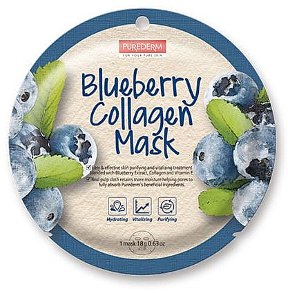 Borówkowa maska kolagenowa w płachcie - Purederm Blueberry Collagen Mask — Zdjęcie N1