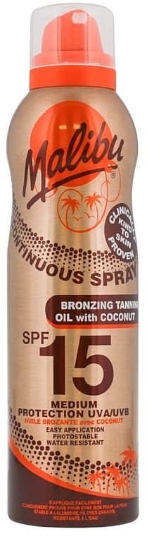 Olejek do opalania w sprayu - Malibu Continuous Bronzing Tanning Oil Coconut SPF 15 — Zdjęcie N1