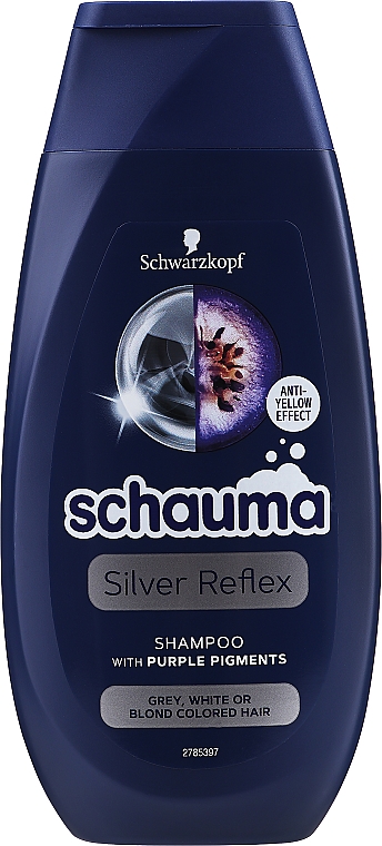 Szampon do włosów siwych, białych i blond przeciw żółtym tonom - Schwarzkopf Schauma Silver Reflex