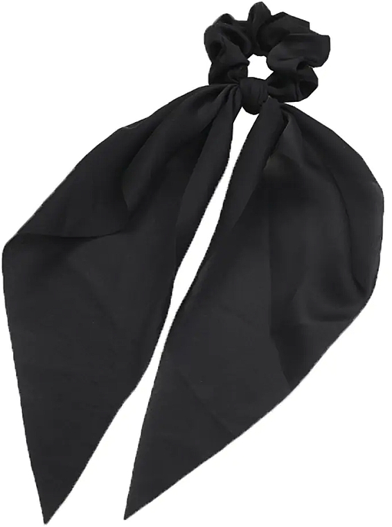 Gumka do włosów z chustą, czarna - Ecarla — Zdjęcie N1