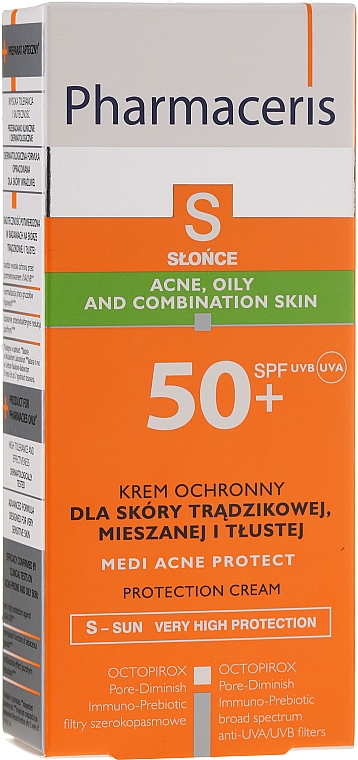 Krem ochronny na słońce dla skóry trądzikowej - Pharmaceris S Medi Acne Protect Cream SPF50