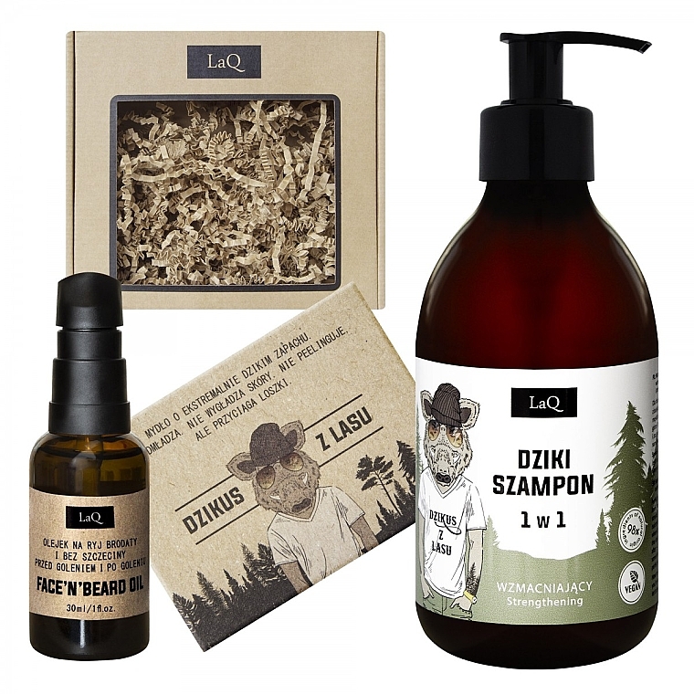 Zestaw - LaQ Boar Gift Set For Men (sham/300ml + oil/30ml + soap/85g) — Zdjęcie N2