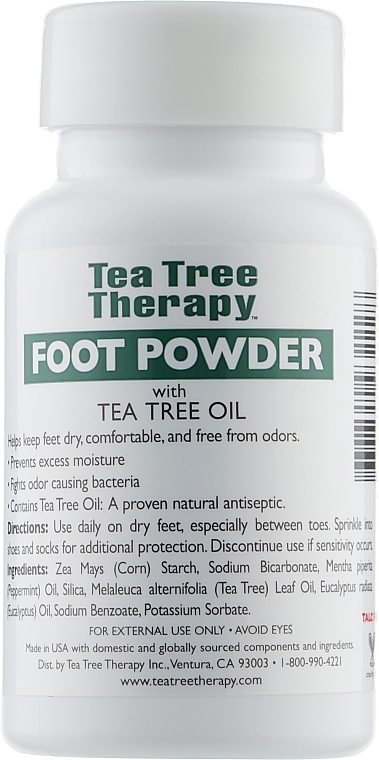 Antyseptyczny puder do stóp, z olejkiem z drzewa herbacianego, miętą pieprzową - Tea Tree Therapy Peppermint Foot Powder — Zdjęcie N2