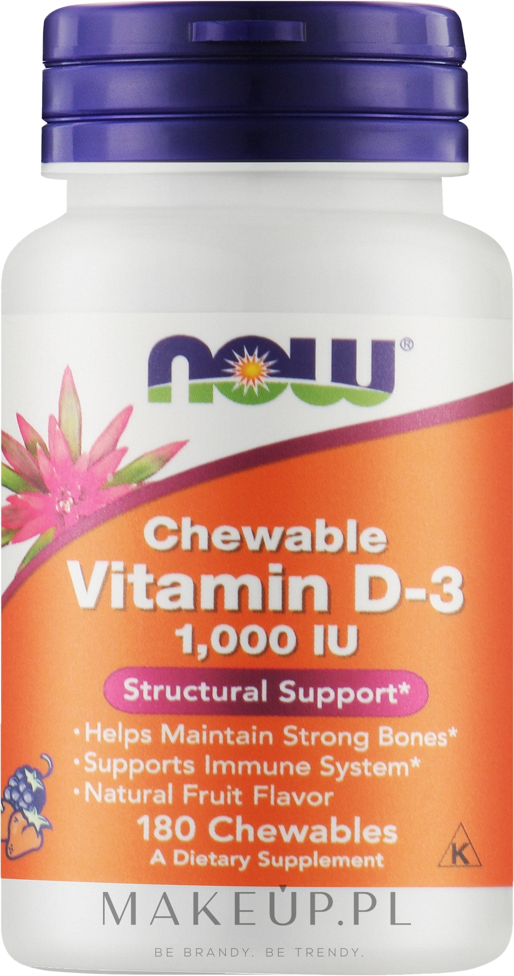 Witamina D-3 do żucia o owocowym smaku - Now Foods Chewable Vitamin D-3 1000 IU — Zdjęcie 180 szt.