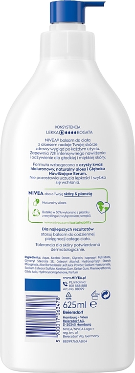 Łagodzący balsam do ciała z pompką - NIVEA Aloe Hydration Body Lotion — Zdjęcie N2