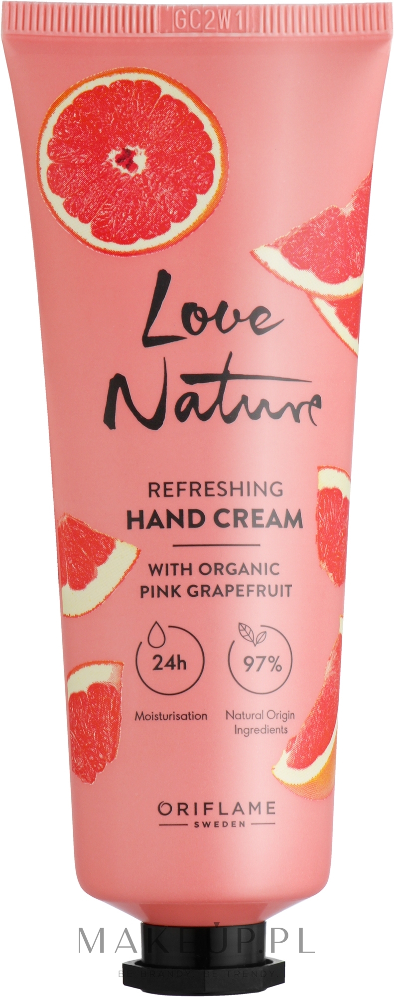 Orzeźwiający krem do rąk z organicznym różowym grejpfrutem - Oriflame Love Nature Refreshing Hand Cream With Organic Pink Grapefruit — Zdjęcie 75 ml
