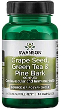 Suplement diety z pestek winogron, zielonej herbaty i kory sosny - Swanson Grape Seed Green Tea & Pine Bark Complex — Zdjęcie N1
