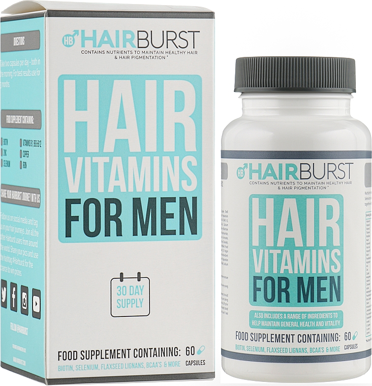 Witaminy w kapsułkach na wzrost i wzmocnienie włosów dla mężczyzn - Hairburst For Men Hair Vitamins — Zdjęcie N2
