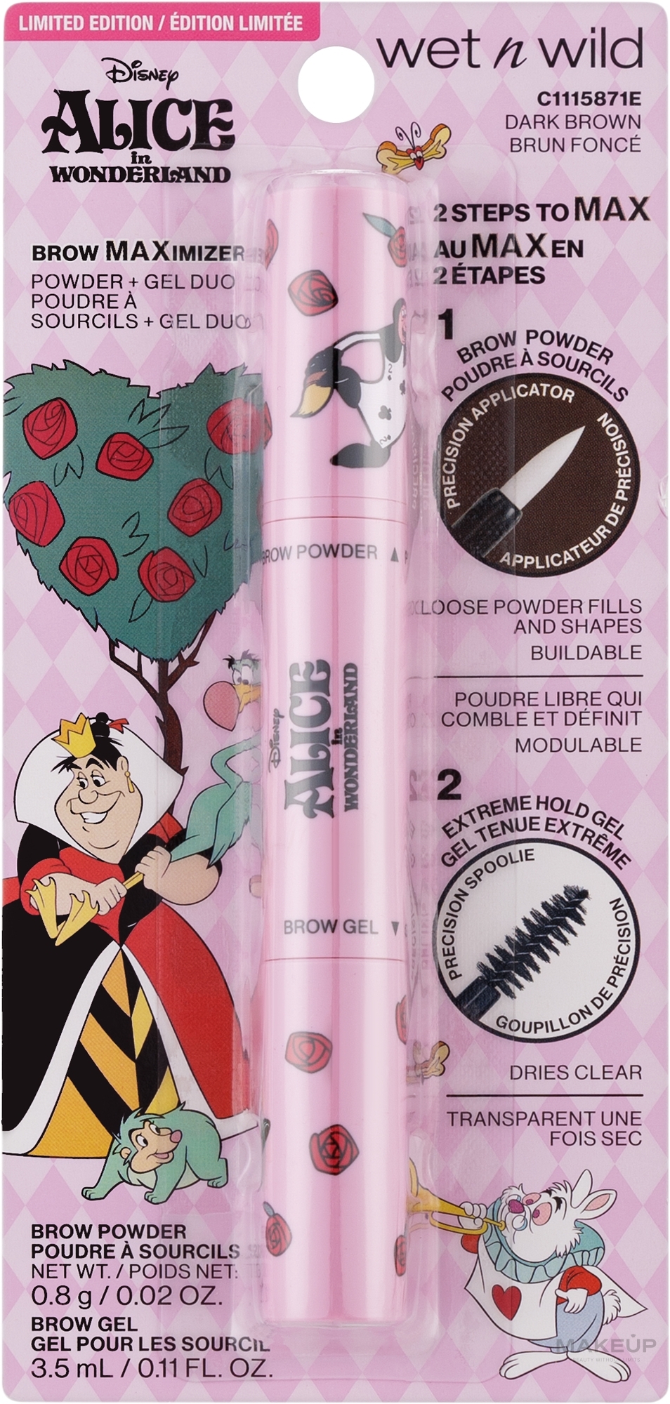 Żel do brwi + puder - Wet N Wild Alice in Wonderland Brow Maximizer Brow Gel + Powder — Zdjęcie Dark Brown