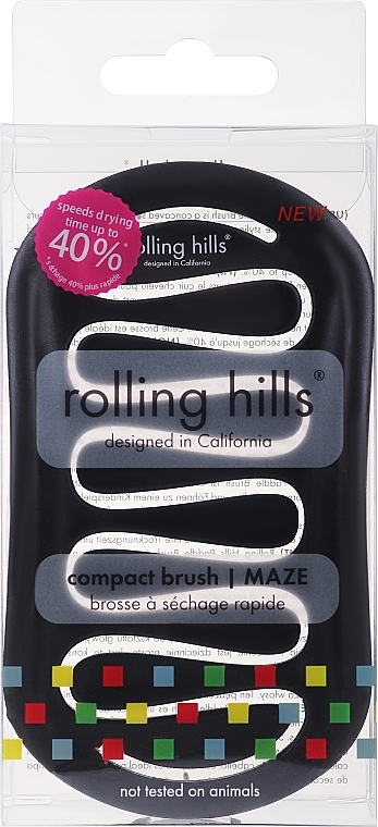Kompaktowa szczotka do włosów do szybkiego suszenia, czarna - Rolling Hills Compact Brush Maze — Zdjęcie N1