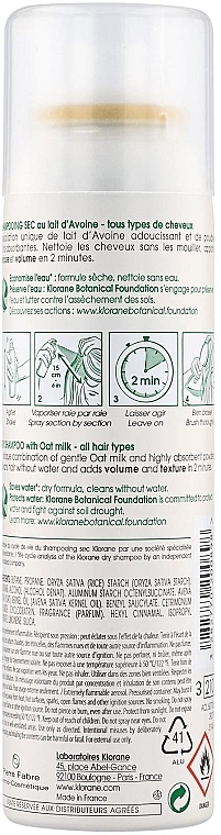 Suchy szampon z mleczkiem owsianym do wszystkich rodzajów włosów - Klorane Avoine Dry Shampoo With Oat Milk — Zdjęcie N2