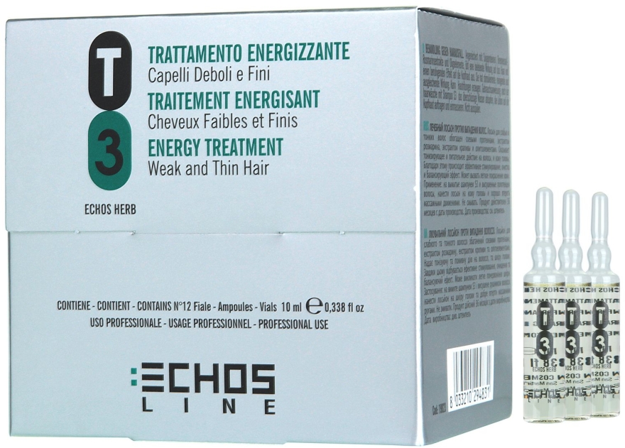 Ujędrniający balsam przeciw wypadaniu włosów (ampułki) - Echosline T3 Energy Treatment