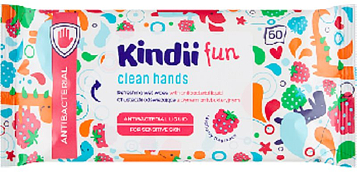 Antybakteryjne chusteczki odświeżające dla dzieci - Kindii Fun Kids Care — Zdjęcie N1